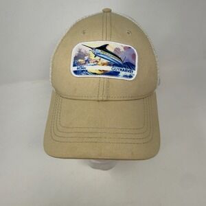 Guy Harvey Marlin Patch Trucker Hat Tan Cayman Islands Snapback Mesh Cap Mens